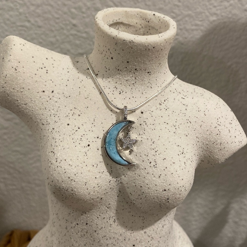 Larimar sterling silver w/ CZ necklace